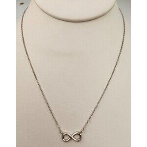 925 Infinity Symbol with Diamond Chip Pendant Necklace 16"L